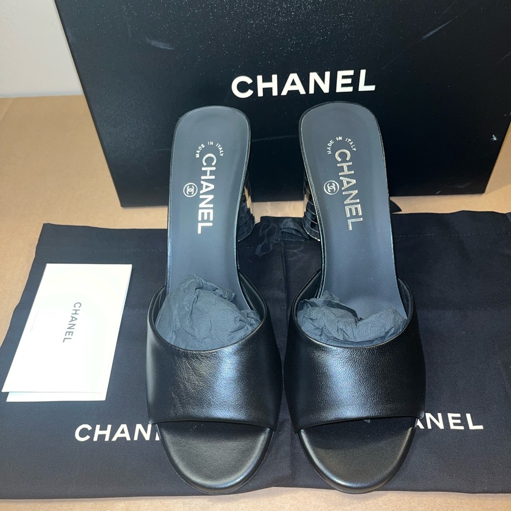 Authentic Chanel Mules Lambskin Black size 36 - Picture 2 of 15